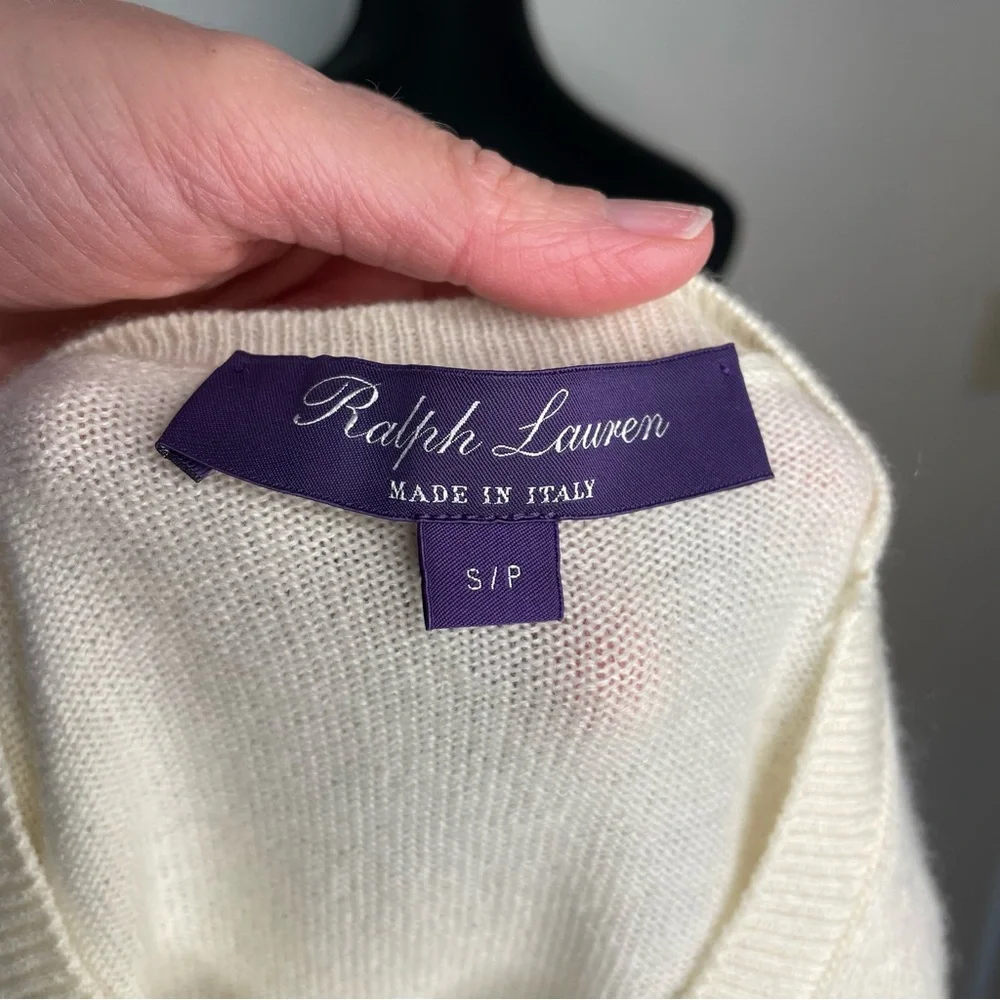 Ralph Lauren Top Sleeveless Tank Cashmere Luxury Purple Label Cream Ivory Small - Picture 6 of 12